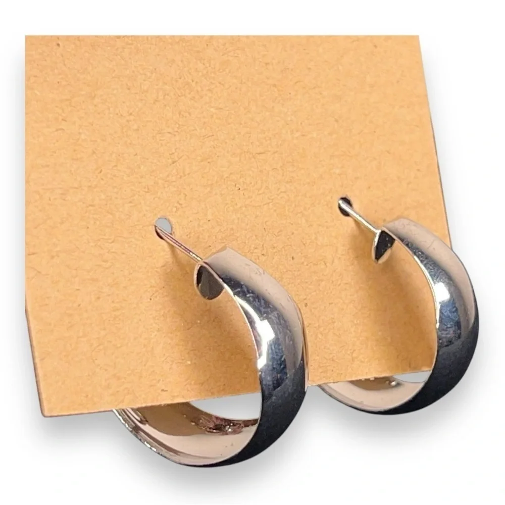 Silver Wide Hoop Earrings Classic